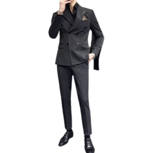 Men's Classic Double-breasted Suit Suit (suit+pants) 7XL-S Men's Luxury Fashion Wedding Banquet Social Suit Business Suit 2 Sets