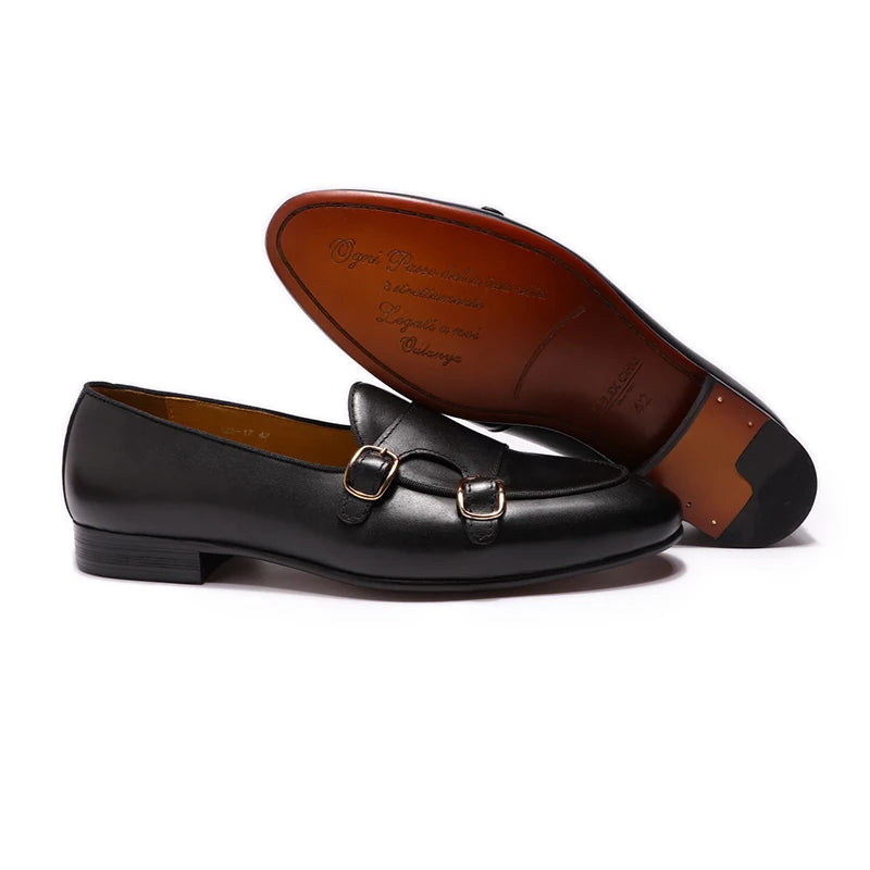 FELIX CHU Genuine Leather Mens Loafers Handmade Monk Strap Wedding Party Casual Dress Shoes Summer Autumn Footwear for Men