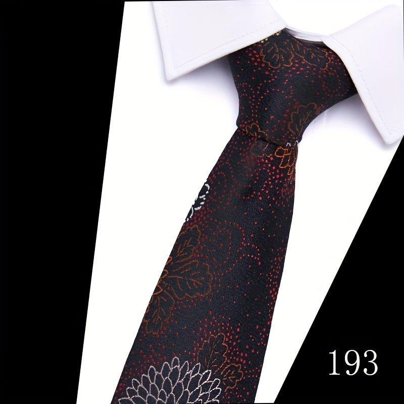 IN BLACK Men's Tie, Paisley Floral Necktie for Wedding Workplace
