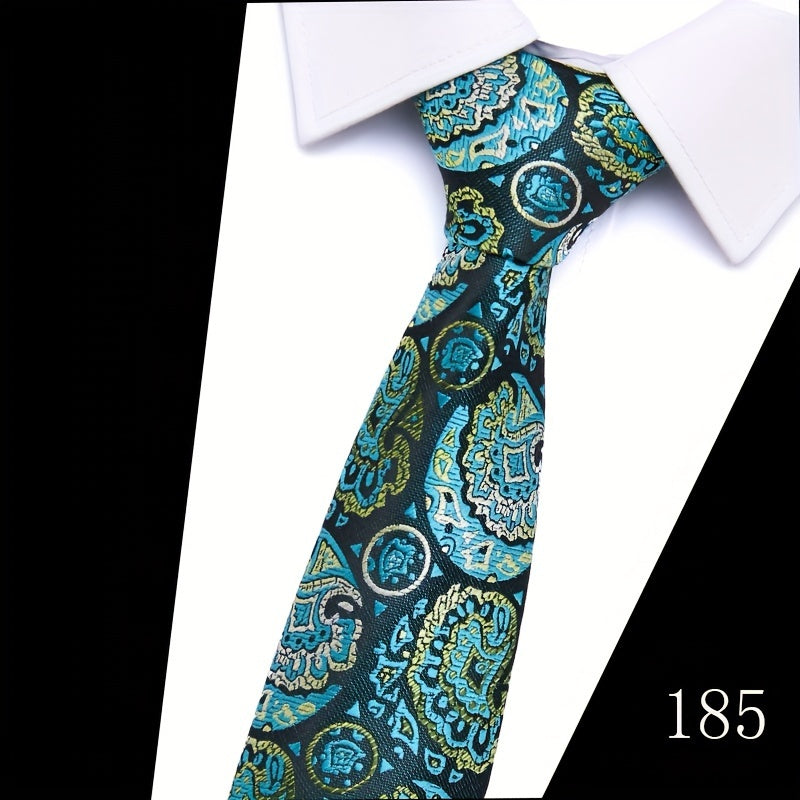 IN BLACK Men's Tie, Paisley Floral Necktie for Wedding Workplace