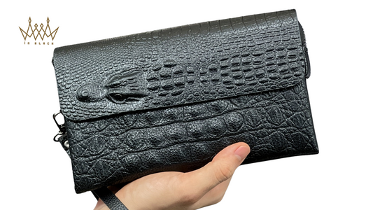 Durable Wristlet Clutch Bag, Fashion Crocodile Pattern Envelope Bag, Large Capacity Handbag, PU Clutch Wallet Card Holder, Christmas Gift For Men