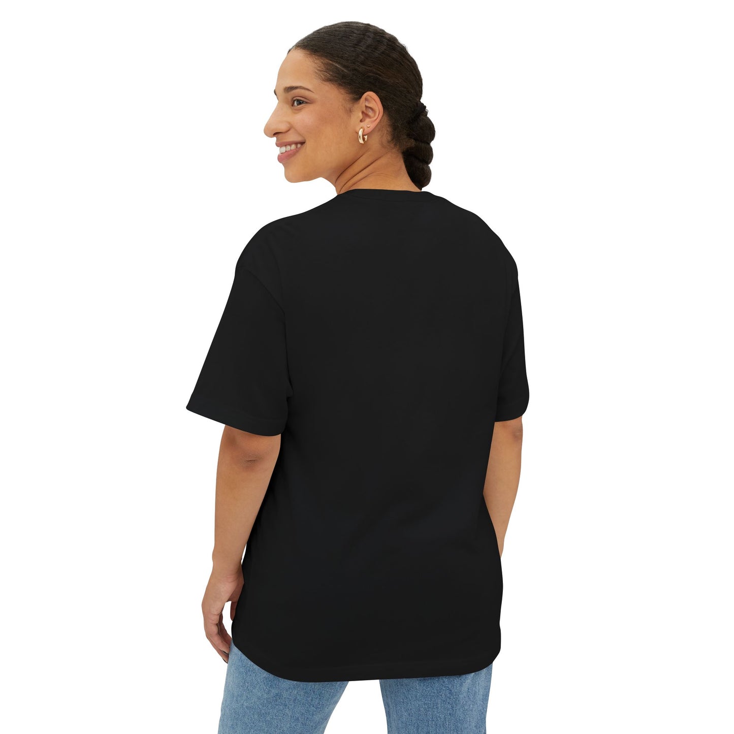 In black Gender Neutral Box Tee for Men and Women