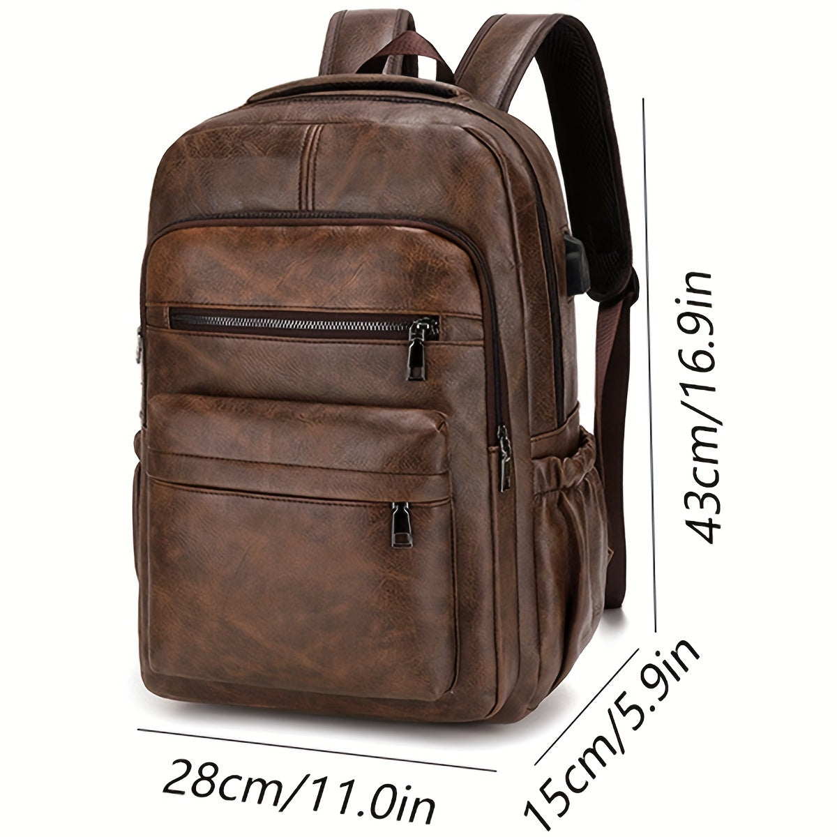 Vintage-Style Soft Faux Leather Backpack for Business, Travel & School - Stylish Men's Daypack