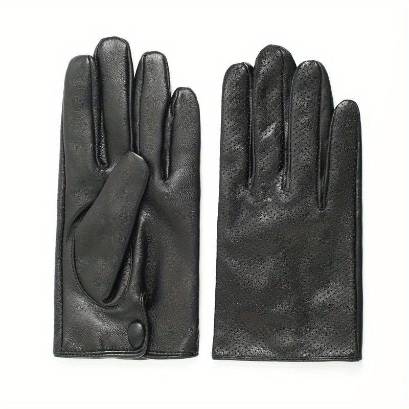 Breathable Hollowed Out Leather Gloves For Men , Head Layer Sheepskin Guantes For Driving And Riding