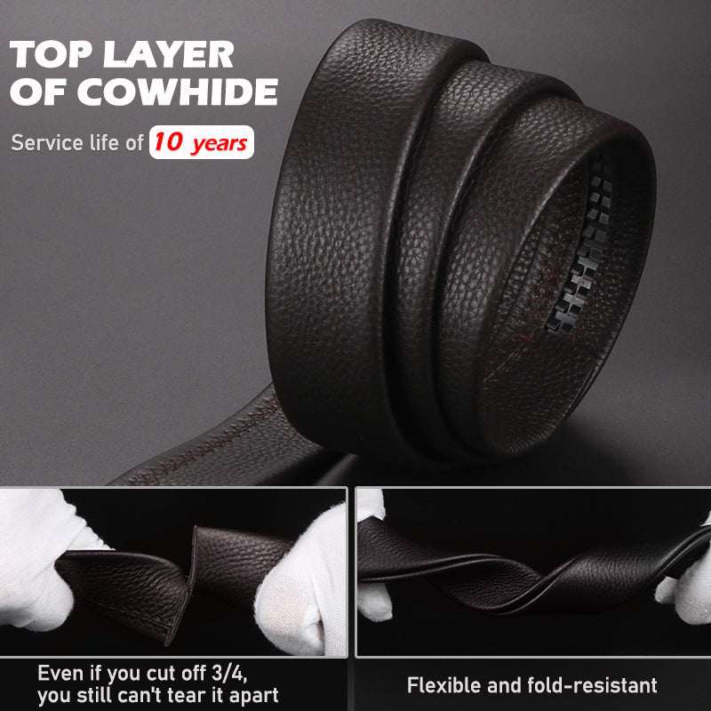Premium Top Layer Cowhide Men's Belt - Soft, Durable & Stylish with Automatic Buckle for Business Wear