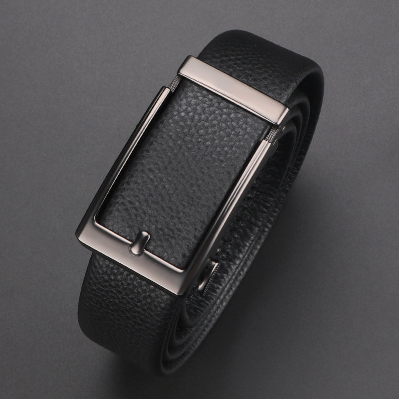 Premium Top Layer Cowhide Men's Belt - Soft, Durable & Stylish with Automatic Buckle for Business Wear