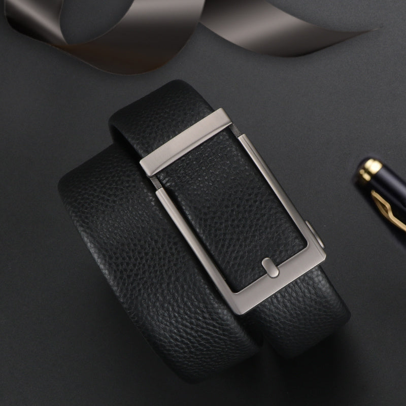 Premium Top Layer Cowhide Men's Belt - Soft, Durable & Stylish with Automatic Buckle for Business Wear