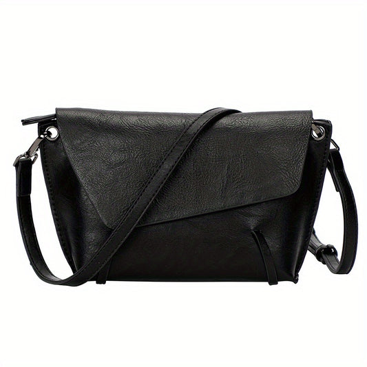 Elegant Black Faux Leather Crossbody Bag for Women - Chic Sling Shoulder Purse with Adjustable Strap, Zip Closure