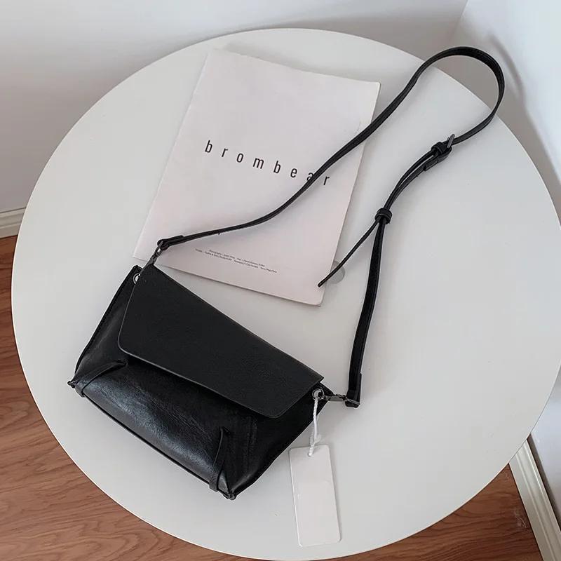 Elegant Black Faux Leather Crossbody Bag for Women - Chic Sling Shoulder Purse with Adjustable Strap, Zip Closure