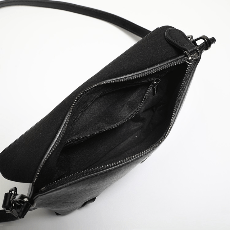 Elegant Black Faux Leather Crossbody Bag for Women - Chic Sling Shoulder Purse with Adjustable Strap, Zip Closure
