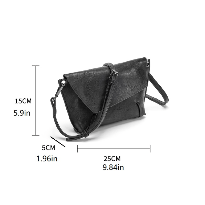 Elegant Black Faux Leather Crossbody Bag for Women - Chic Sling Shoulder Purse with Adjustable Strap, Zip Closure