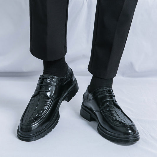 Elegant Men's Dress Shoes - Fashionable Faux, Rubber Sole, Lace-Up for Weddings, Business & Casual Wear