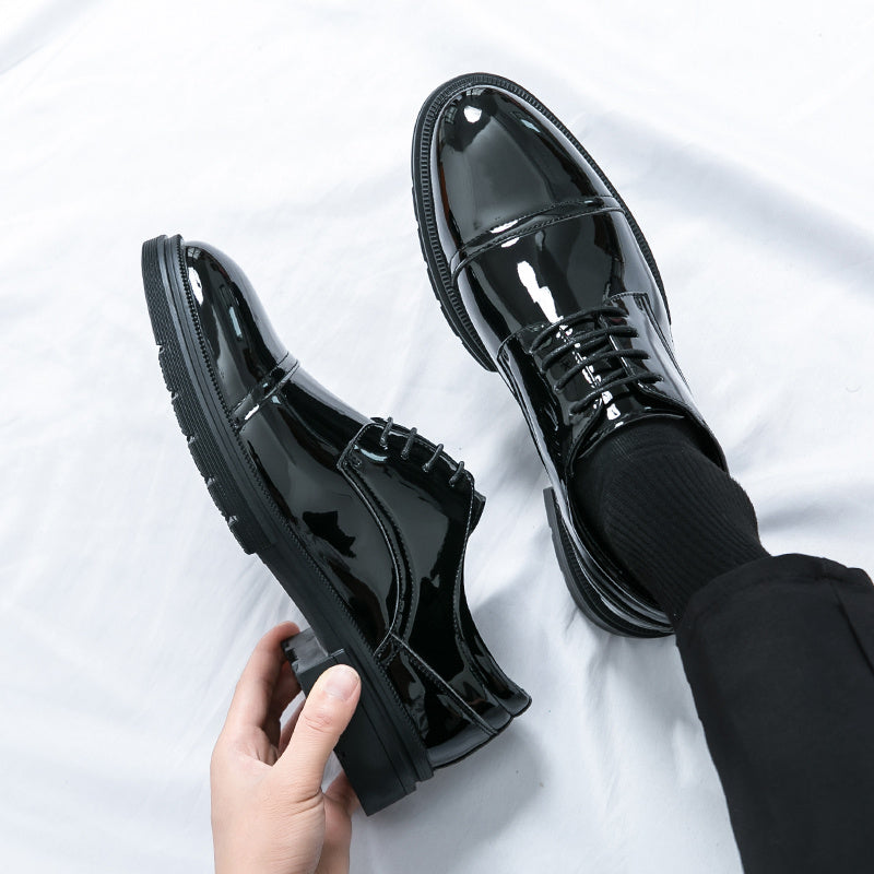 Men's Fashion Dress Shoes, PU Leather, Rubber Sole, EVA Insole, Low-Top, Round Toe, Lace-Up, Trendy Business Casual, Suitable for Wedding, Office, and Daily Wear, All-Season