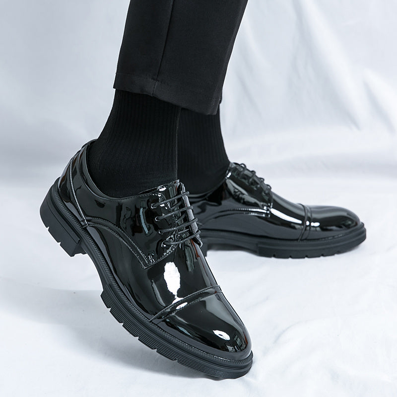 Men's Fashion Dress Shoes, PU Leather, Rubber Sole, EVA Insole, Low-Top, Round Toe, Lace-Up, Trendy Business Casual, Suitable for Wedding, Office, and Daily Wear, All-Season