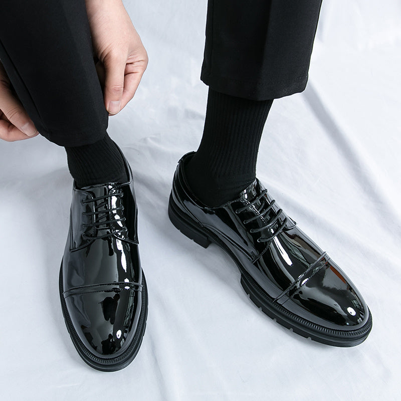 Men's Fashion Dress Shoes, PU Leather, Rubber Sole, EVA Insole, Low-Top, Round Toe, Lace-Up, Trendy Business Casual, Suitable for Wedding, Office, and Daily Wear, All-Season
