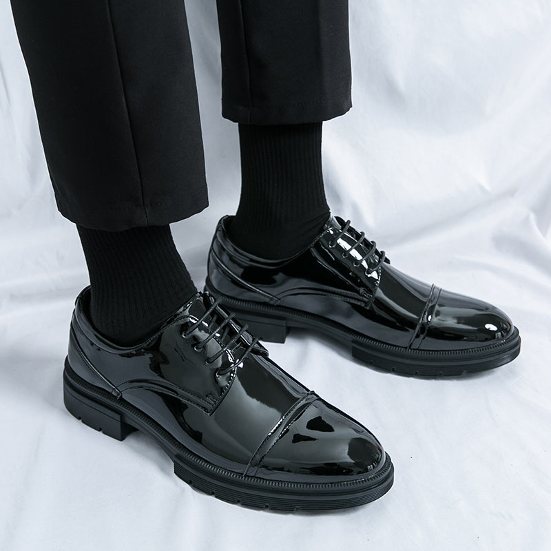 Men's Fashion Dress Shoes, PU Leather, Rubber Sole, EVA Insole, Low-Top, Round Toe, Lace-Up, Trendy Business Casual, Suitable for Wedding, Office, and Daily Wear, All-Season
