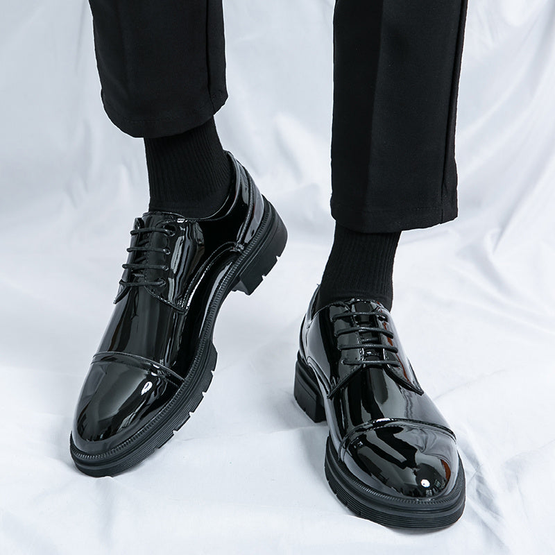 Men's Fashion Dress Shoes, PU Leather, Rubber Sole, EVA Insole, Low-Top, Round Toe, Lace-Up, Trendy Business Casual, Suitable for Wedding, Office, and Daily Wear, All-Season