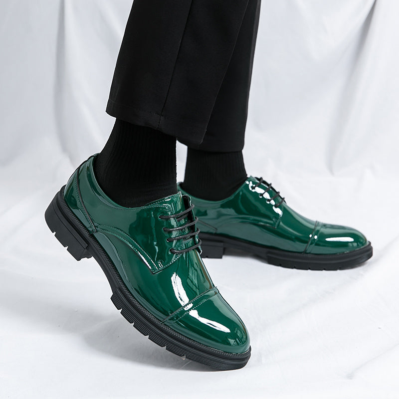 Men's Fashion Dress Shoes, PU Leather, Rubber Sole, EVA Insole, Low-Top, Round Toe, Lace-Up, Trendy Business Casual, Suitable for Wedding, Office, and Daily Wear, All-Season