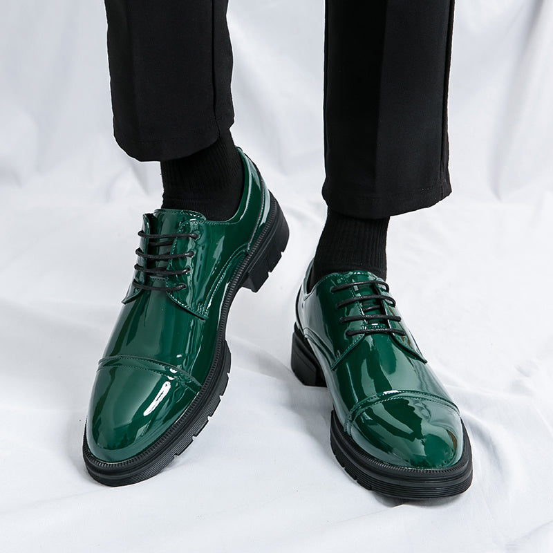 Men's Fashion Dress Shoes, PU Leather, Rubber Sole, EVA Insole, Low-Top, Round Toe, Lace-Up, Trendy Business Casual, Suitable for Wedding, Office, and Daily Wear, All-Season