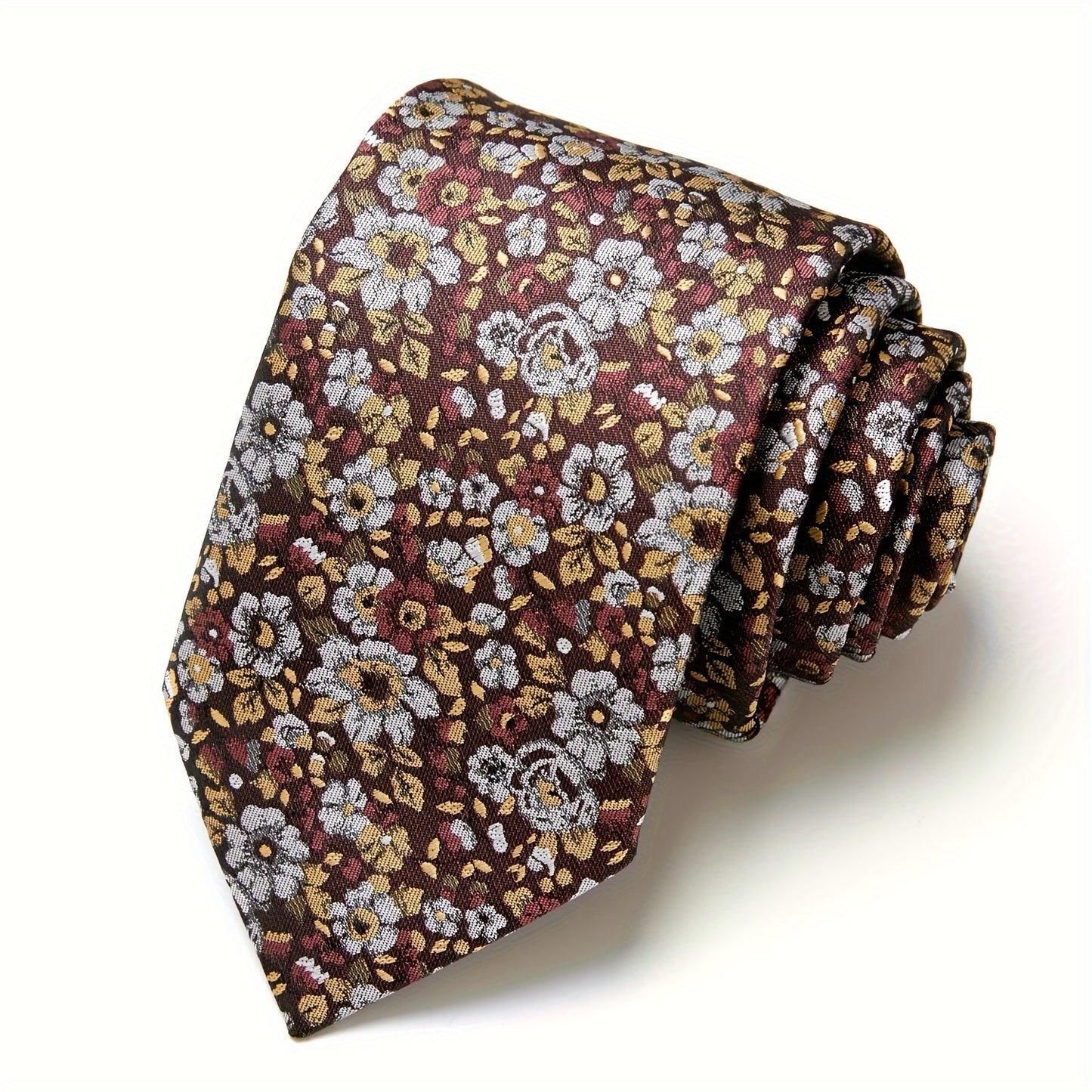 IN BLACK Men's Tie, Paisley Floral Necktie for Wedding Workplace