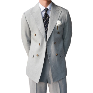 Stripe Suit Men Versatile Fashion Gentleman's Double Breasted Italian Lapel Coat Formal Wedding Groom Business Men Tuxedo Suit