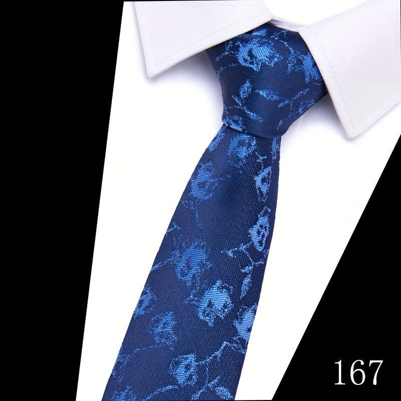 IN BLACK Men's Tie, Paisley Floral Necktie for Wedding Workplace
