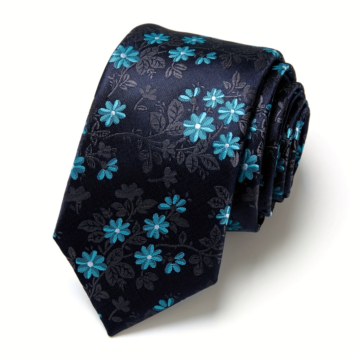 IN BLACK Men's Tie, Paisley Floral Necktie for Wedding Workplace