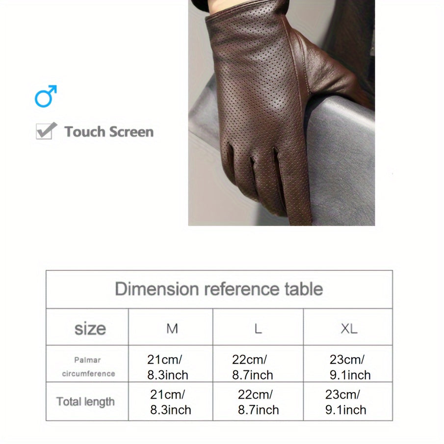 Breathable Hollowed Out Leather Gloves For Men , Head Layer Sheepskin Guantes For Driving And Riding