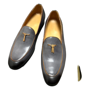 ITALIAN MEN LOAFERS SHOES GRAY HANDMADE SLIP ON TASSEL LOAFERS WEDDING OFFICE SHOES REAL LEATHER CASUAL DRESS MEN SHOES
