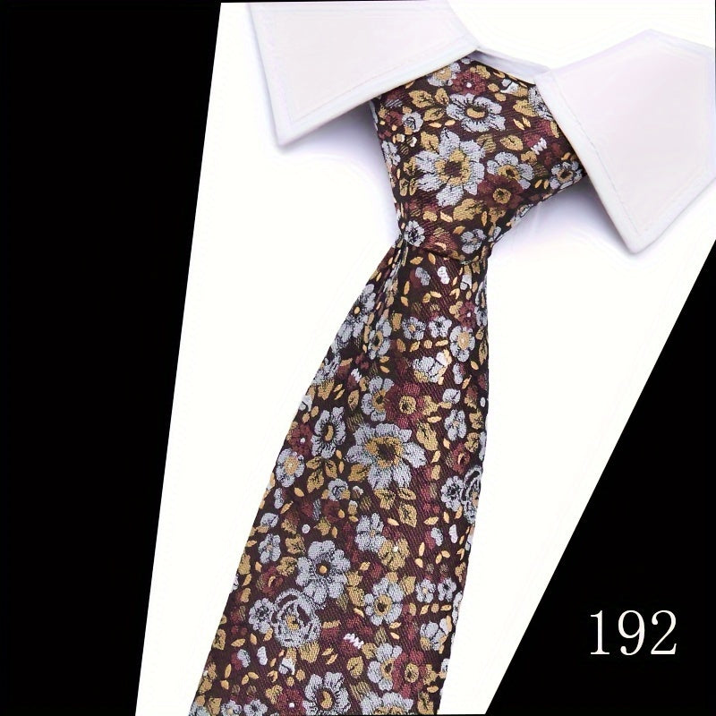 IN BLACK Men's Tie, Paisley Floral Necktie for Wedding Workplace
