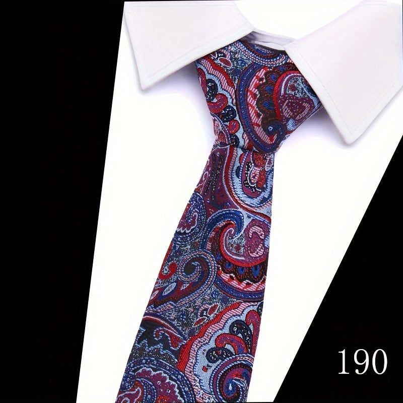 IN BLACK Men's Tie, Paisley Floral Necktie for Wedding Workplace