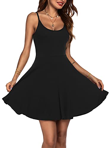 ACEVOG Women's 2024 Summer Dress Adjustable Spaghetti Strap Boho Floral Fit & Flare Beach Sundress