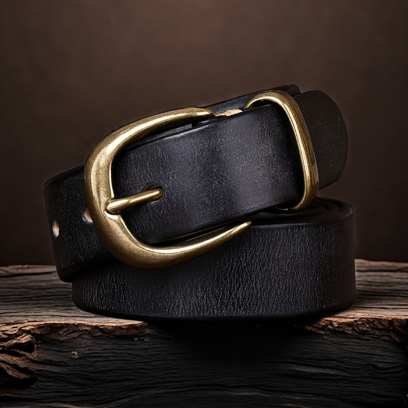 Fashionable Cowhide Belt, Golden Buckle, Classic Design, Retro, For Men Daily Life Leisure Time Party Festival Work Business Formal Occasions Jeans Pants