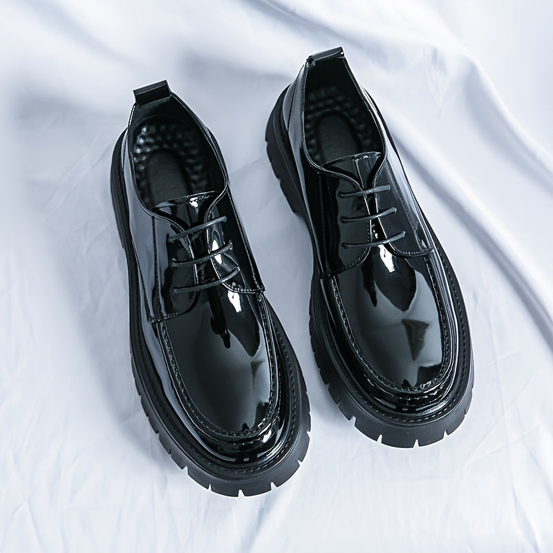 Men's Round Toe Versatile Semi-formal Dress Shoes, Wear-resistant Non Slip Lace-up Shoes For Business Office