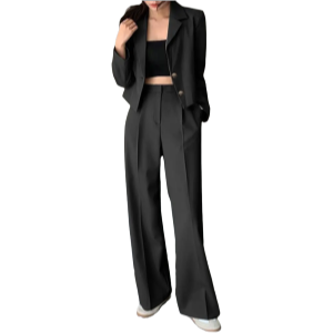 ZANZEA Elegant Blazer Suits Solid Fashion Matching Sets Long Sleeve Tops Wide Leg Pants Vintage Casual Tracksuit Work Suit 2023