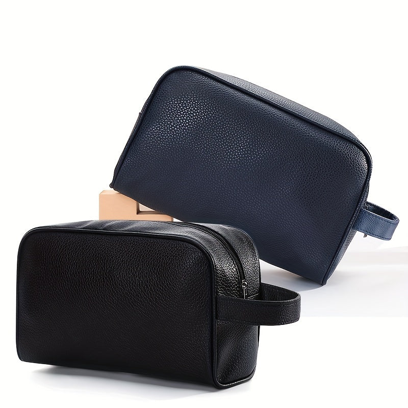 Synthetic Leather Toiletry Bag Washing Shower Makeup Organizer Retro Wristlet Handbag Portable Cosmetic Case