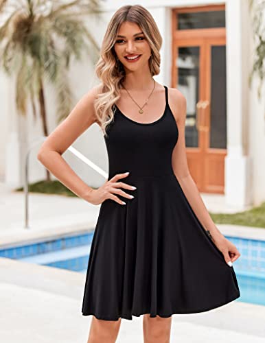 ACEVOG Women's 2024 Summer Dress Adjustable Spaghetti Strap Boho Floral Fit & Flare Beach Sundress