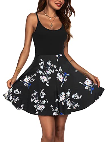 ACEVOG Women's 2024 Summer Dress Adjustable Spaghetti Strap Boho Floral Fit & Flare Beach Sundress