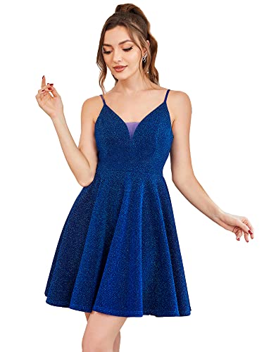 Ever-Pretty Women's Summer Dresses Glitter V Neck Spaghetti Straps Mini Wedding Guest Dress 03124