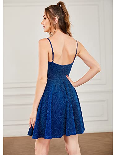 Ever-Pretty Women's Summer Dresses Glitter V Neck Spaghetti Straps Mini Wedding Guest Dress 03124