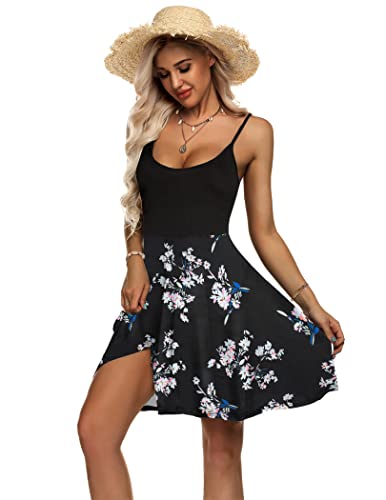 ACEVOG Women's 2024 Summer Dress Adjustable Spaghetti Strap Boho Floral Fit & Flare Beach Sundress