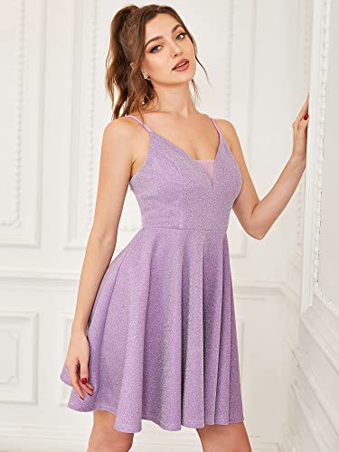 Ever-Pretty Women's Summer Dresses Glitter V Neck Spaghetti Straps Mini Wedding Guest Dress 03124