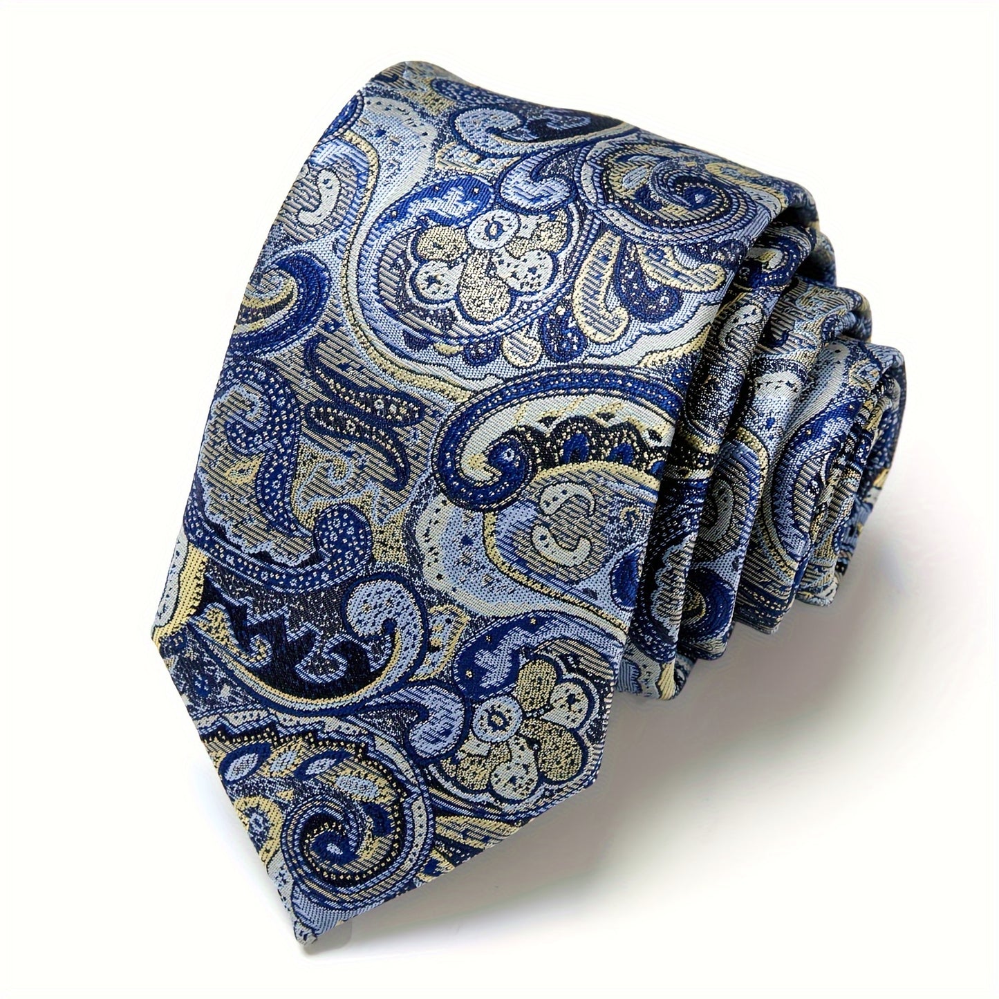IN BLACK Men's Tie, Paisley Floral Necktie for Wedding Workplace