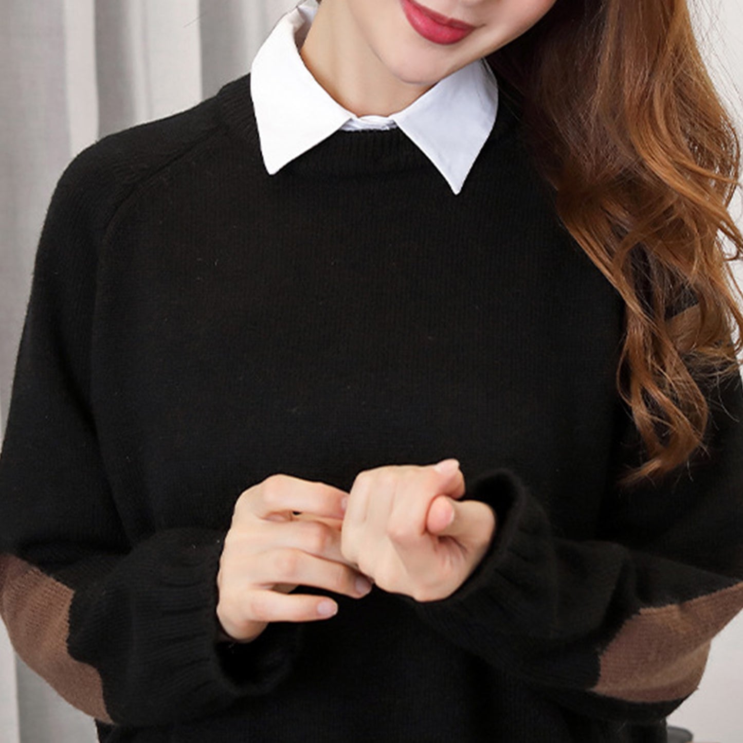 Women's Detachable Striped Shirt Collar, Pointed Faux Collar for Decoration and Modesty, Casual Polyester Knit Accessory for Spring, Autumn, Winter