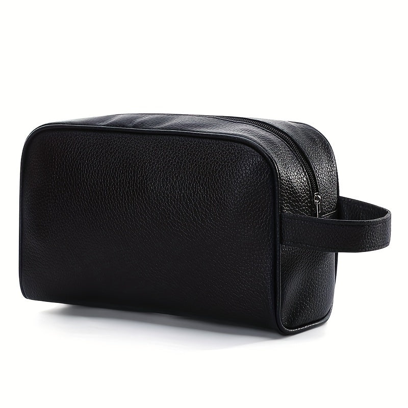 Synthetic Leather Toiletry Bag Washing Shower Makeup Organizer Retro Wristlet Handbag Portable Cosmetic Case