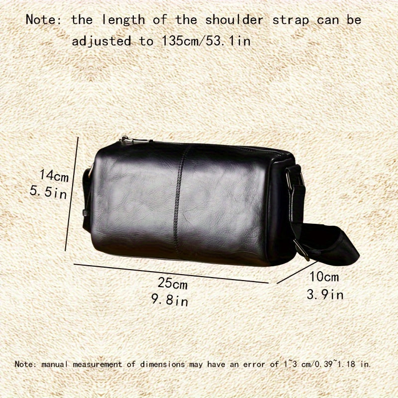 Vegetable Tanned Top Layer Cowhide Men's Slant Shoulder Bag, Mini Pillow Bag, Genuine Leather Classic Phone Pack Stylish Commuter Purse Bags