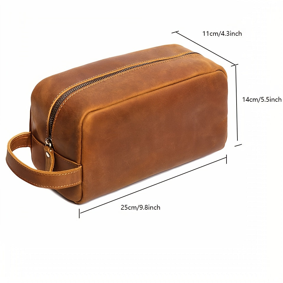 Men's Vintage Genuine Leather Make-Up Bag, Toiletry Bags