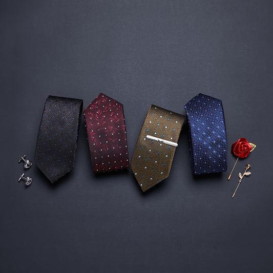 IN BLACK Men's Tie, Paisley Floral Necktie for Wedding Workplace