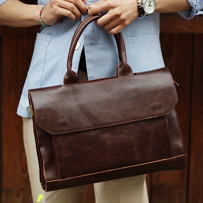 Men's Handbag, Men's Bag, Pu Leather Shoulder Messenger Business Computer Briefcase For Men Women