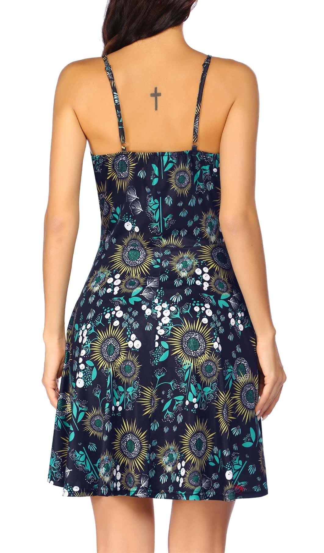 ACEVOG Women's 2024 Summer Dress Adjustable Spaghetti Strap Boho Floral Fit & Flare Beach Sundress